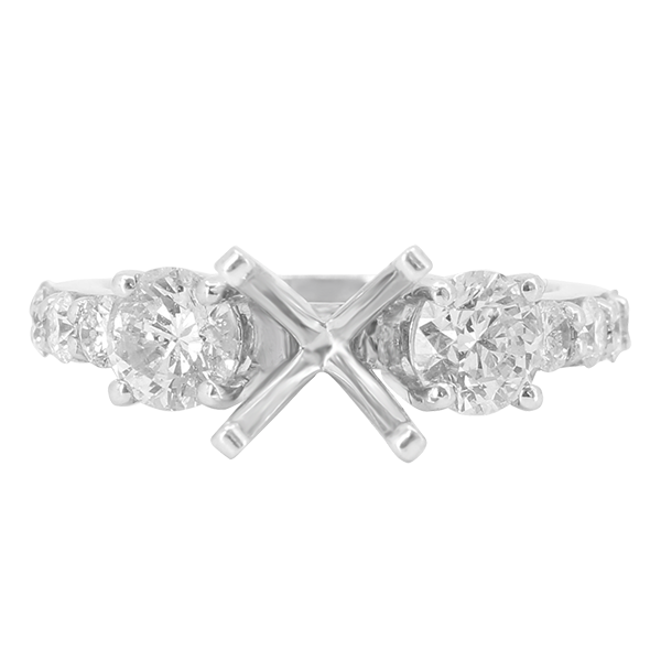 14K WHITE GOLD 3-STONE ENGAGEMENT RING